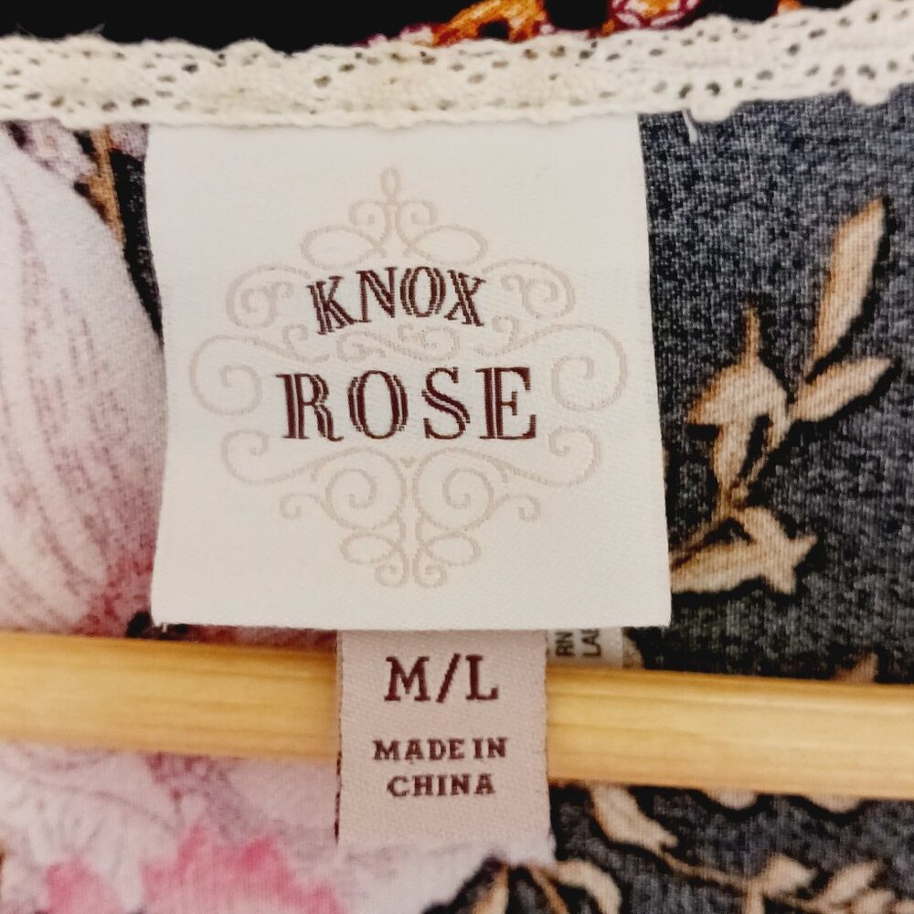 Knox Rose, Midi Bohemian Floral Open Front Kimono Size M/L, Boho, Cover Up, Wrap - Picture 3 of 16